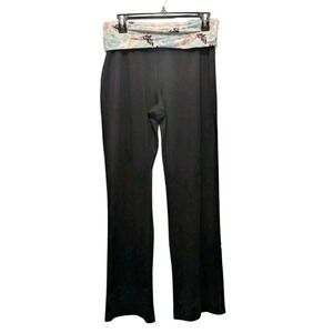 Vintage Black Womens YK2 Fold Over Yoga Flare Pants Medium Dress Lounge Secret